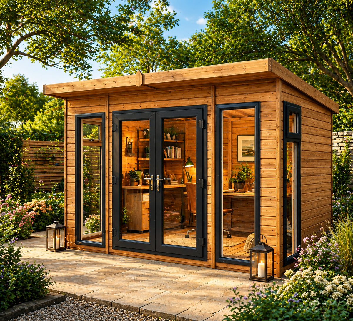 Sovereign Cambridge UPVC Summerhouse in a garden