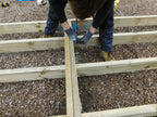 Galvanised ground screws for a garden building base