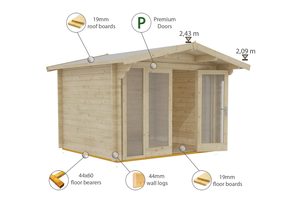 Shire Faversham 44mm Log Cabin – drawing