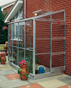 Elite Kensington Lean To Greenhouse – aluminium finish with base