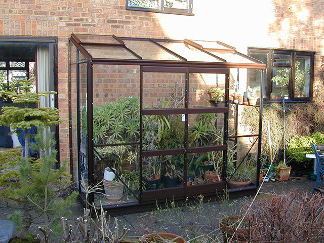 Elite Kensington Lean To Greenhouse – brown powder-coated finish