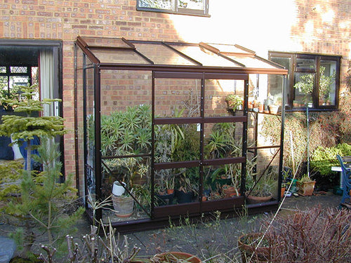Elite Kensington Lean To Greenhouse – brown powder-coated finish
