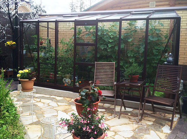 Elite Kensington 6 lean-to greenhouse in brown