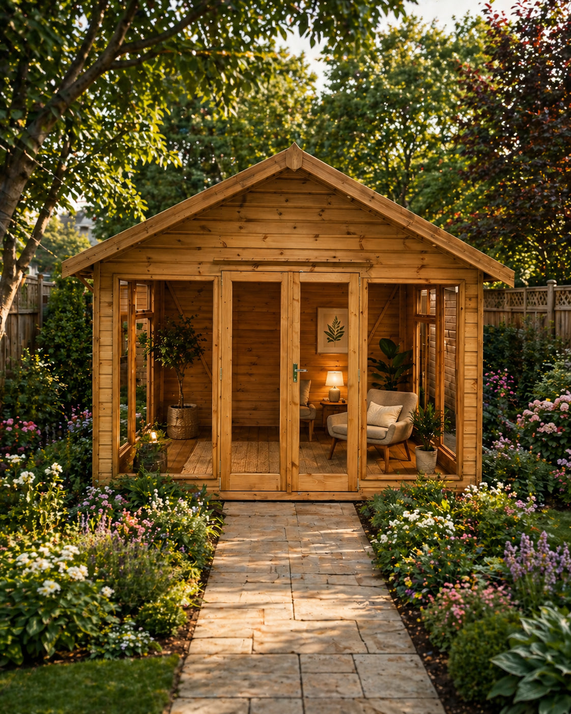 Sovereign London Premium Summerhouse outside in a garden