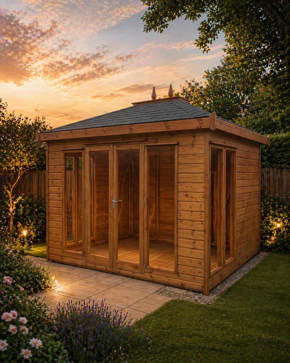 Sovereign Newport Hipped Contemporary Summerhouse in a garden
