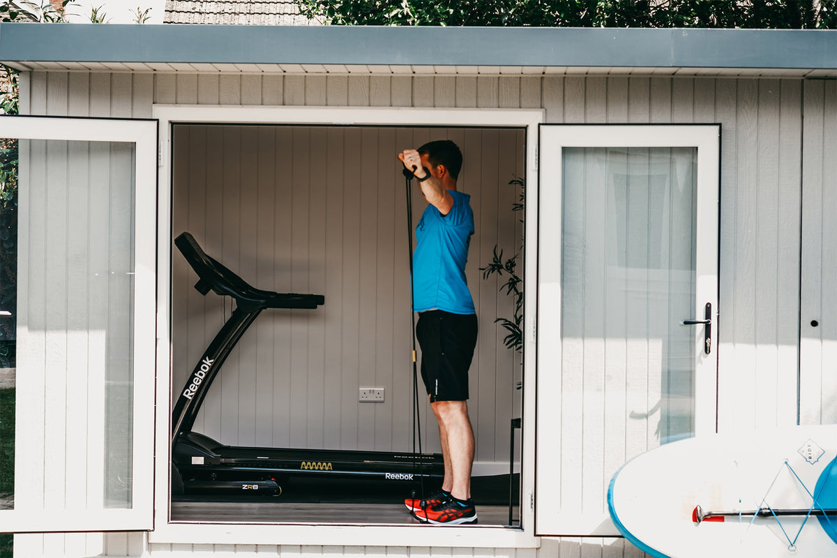 PentHaus garden room fitted out as a home gym