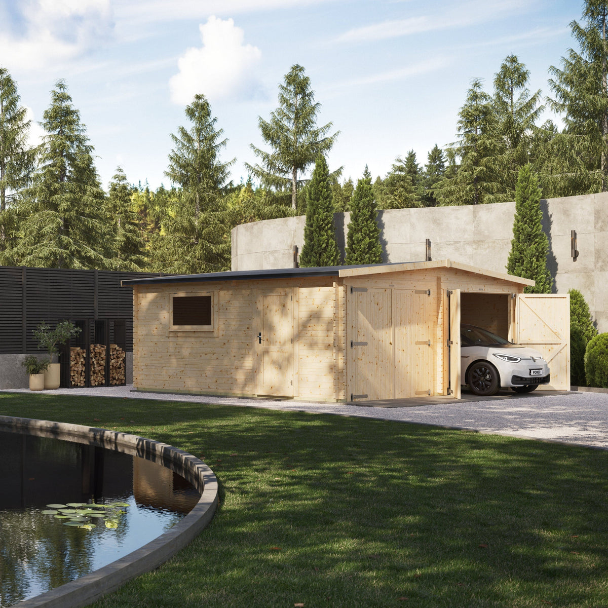 Power Sheds – Power Apex Log Cabin Double Garage
