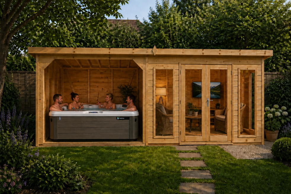 TGB Sovereign Brighton Contemporary Alfresco Summerhouse – hot tub installation