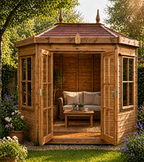 TGB Sovereign Hertfordshire Octagonal Summerhouse – doors open detail