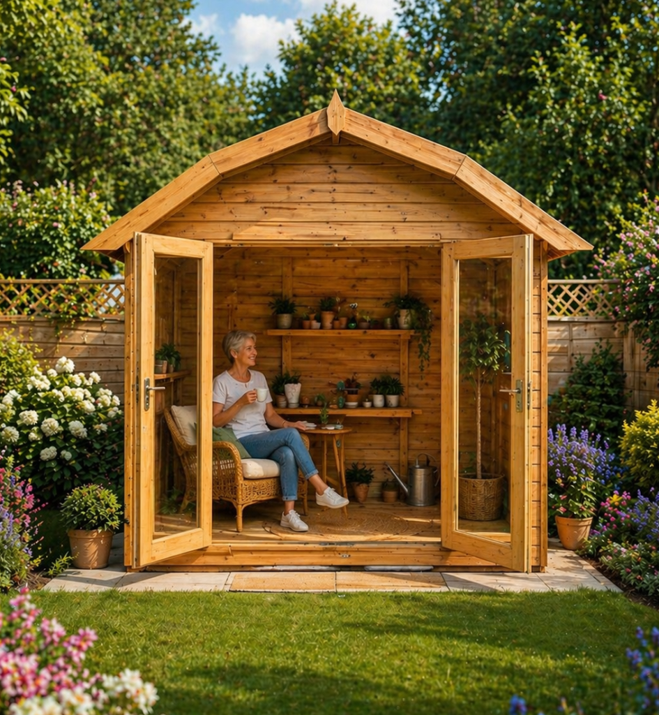 TGB Sovereign Norfolk Barn Summerhouse – doors open detail