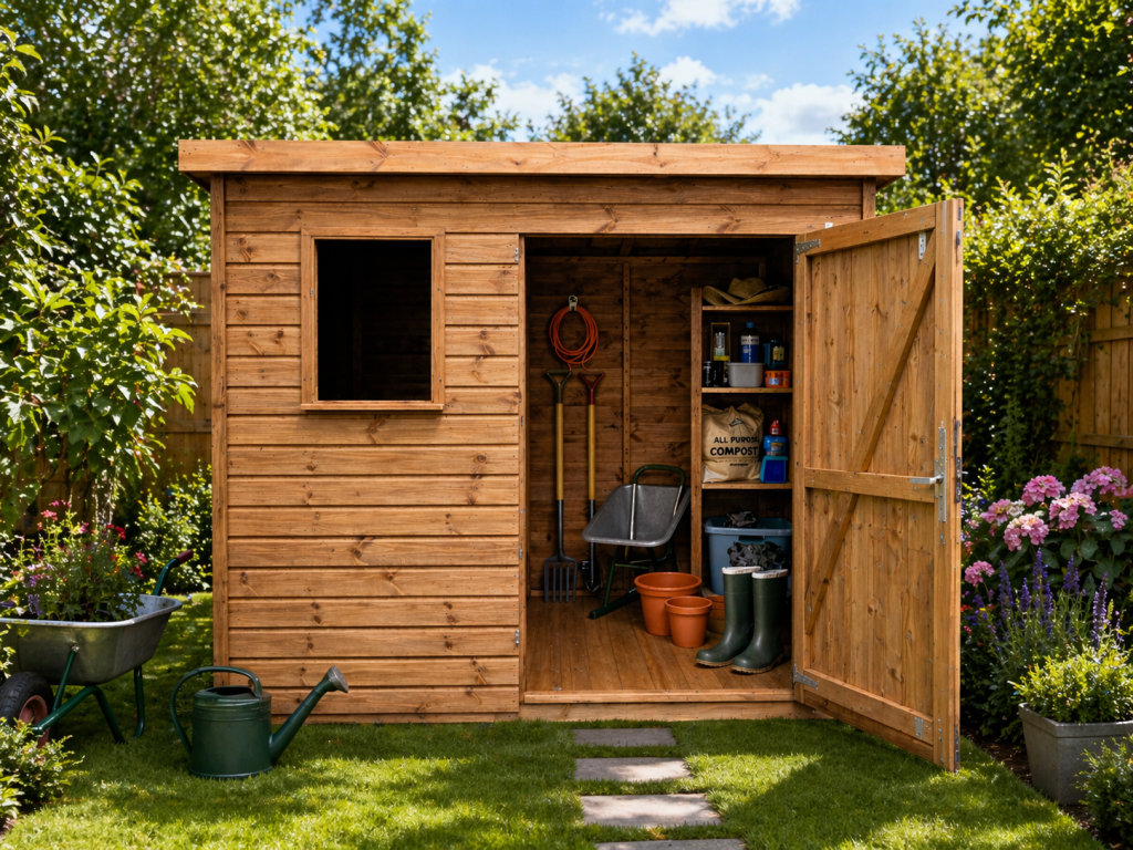 TGB Sovereign Nottingham Pent Shed – doors open detail