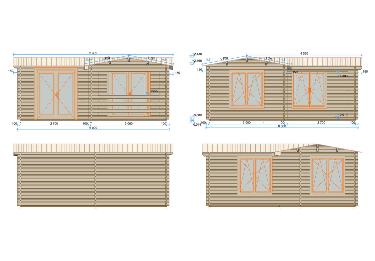 Shire Suzy 44mm Log Cabin – drawing