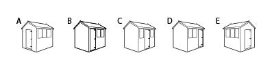 Shedlands Dalby Apex Shed – door position options diagram
