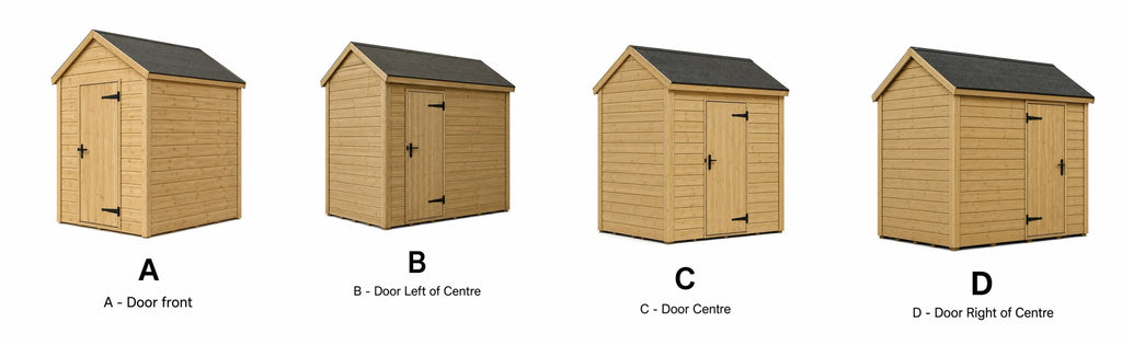 Apex shed door positions A to D