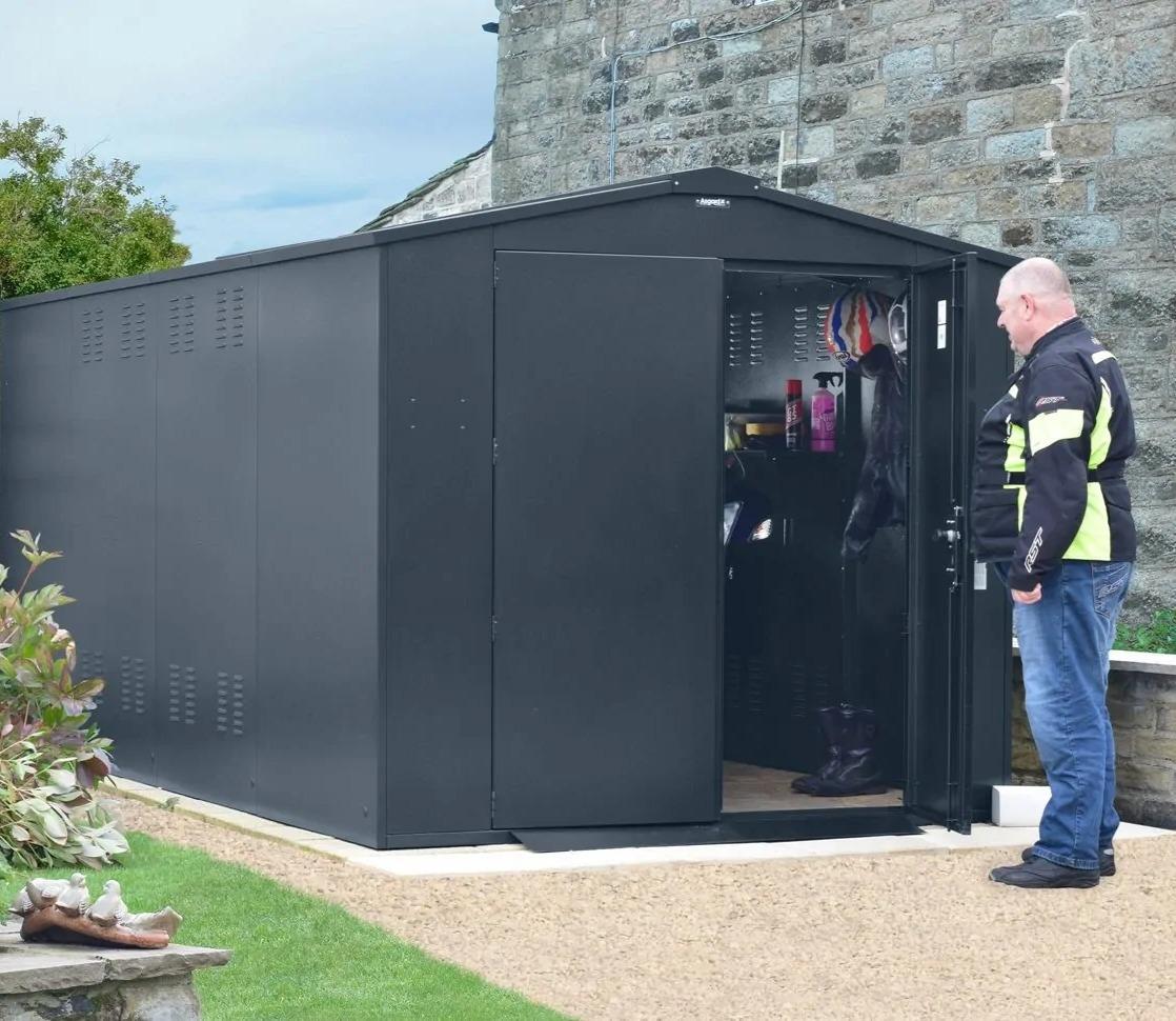 Asgard metal shed in a garden