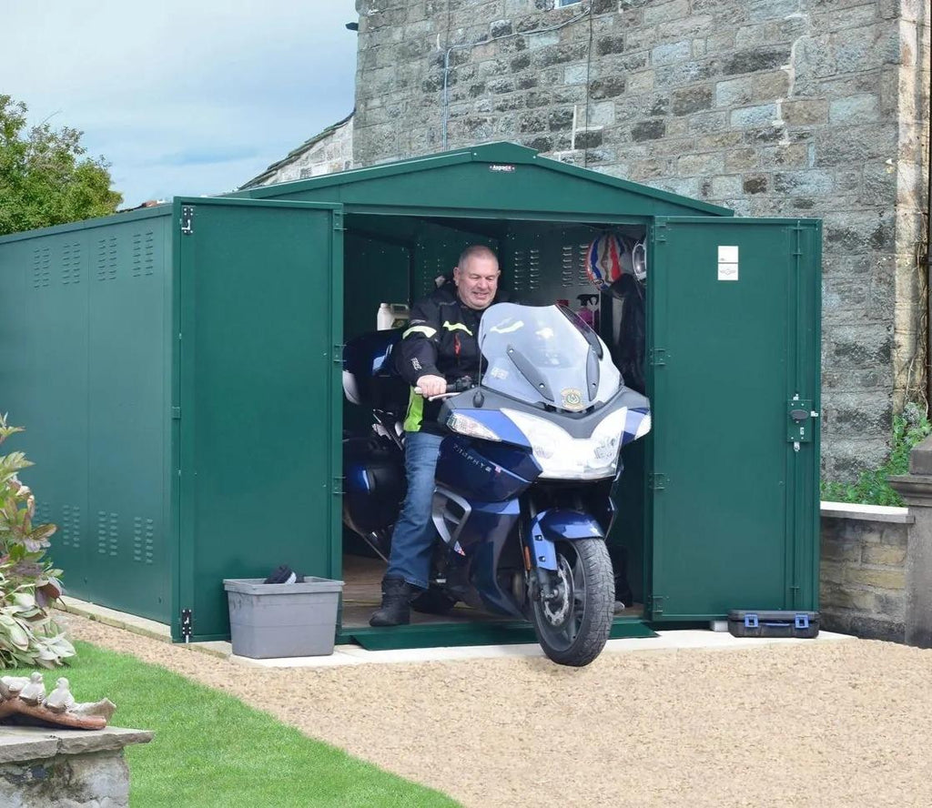 Asgard metal shed in a garden
