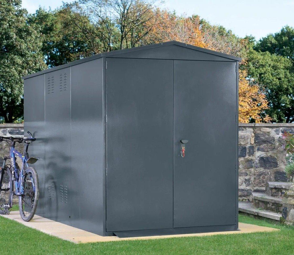 Asgard metal shed in a garden