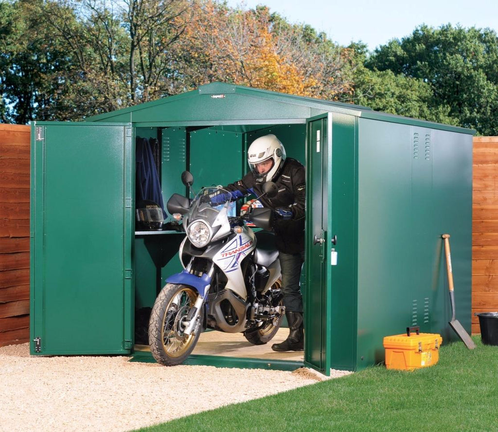 Asgard metal shed in a garden