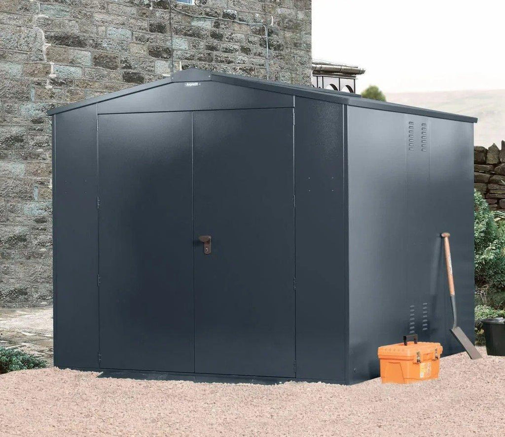 Asgard metal shed in a garden