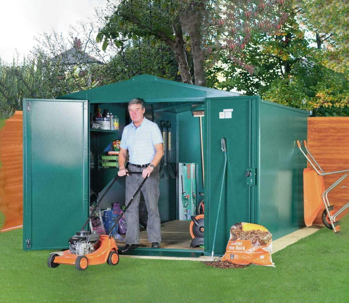 Asgard metal shed in a garden