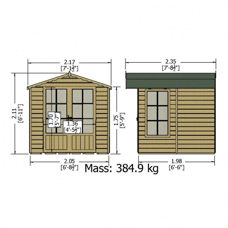 Shire Buckingham 7x7 summerhouse – line drawing