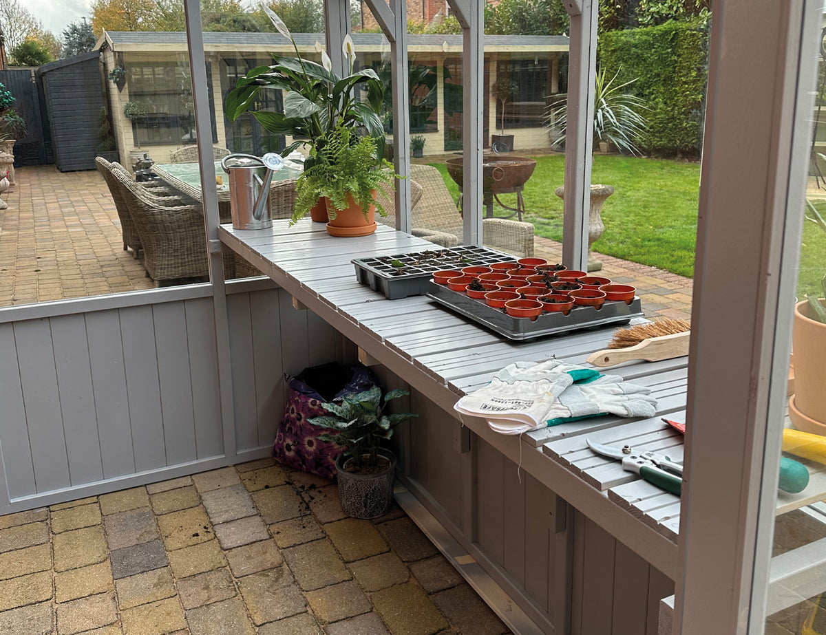 TGB Coppice Hatfield Lean-To Greenhouse – garden setting