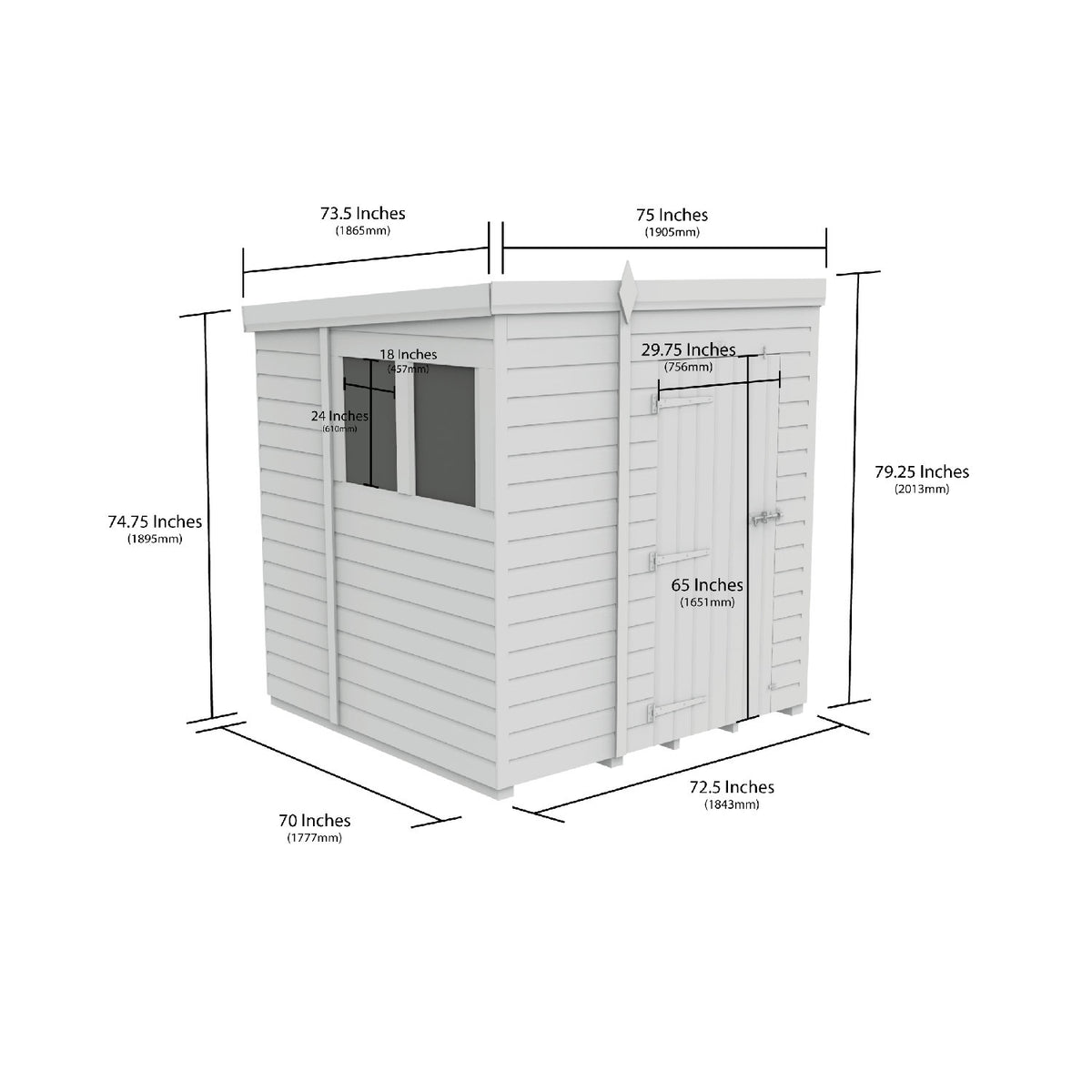 DIY Sheds – Pent Shed – Single Door – view 189
