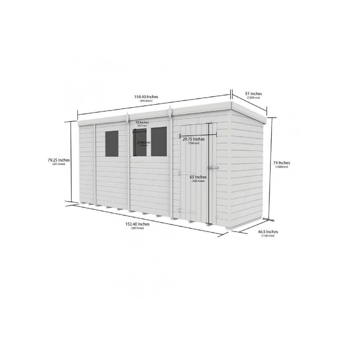 DIY Sheds – Pent Shed – Double Door – view 45