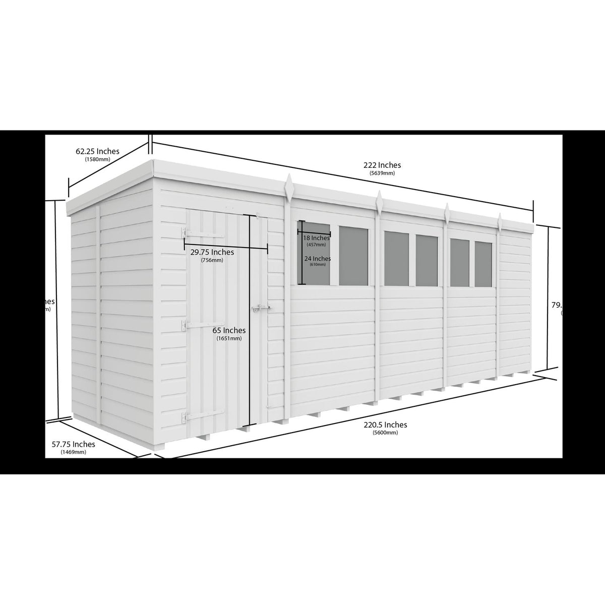 DIY Sheds – Pent Shed – Double Door – view 131