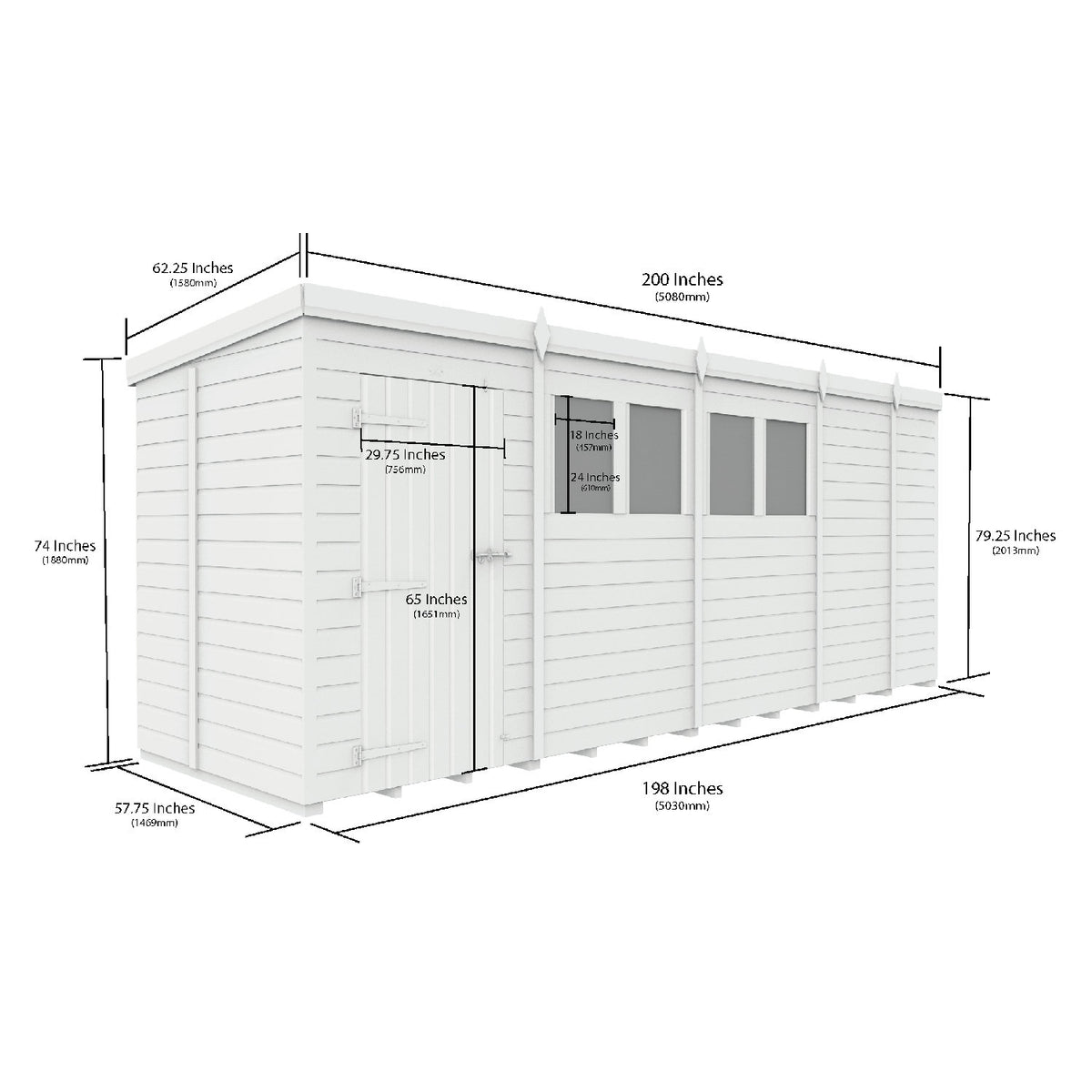 DIY Sheds – Pent Shed – Single Door – view 104