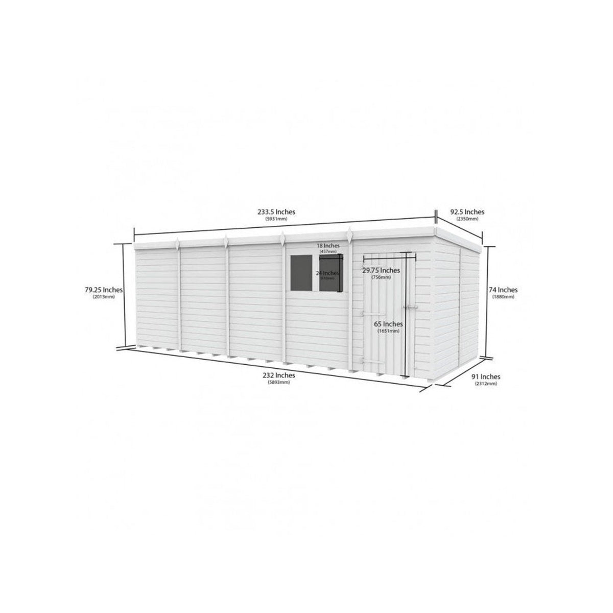 DIY Sheds – Pent Shed – Single Door – view 152