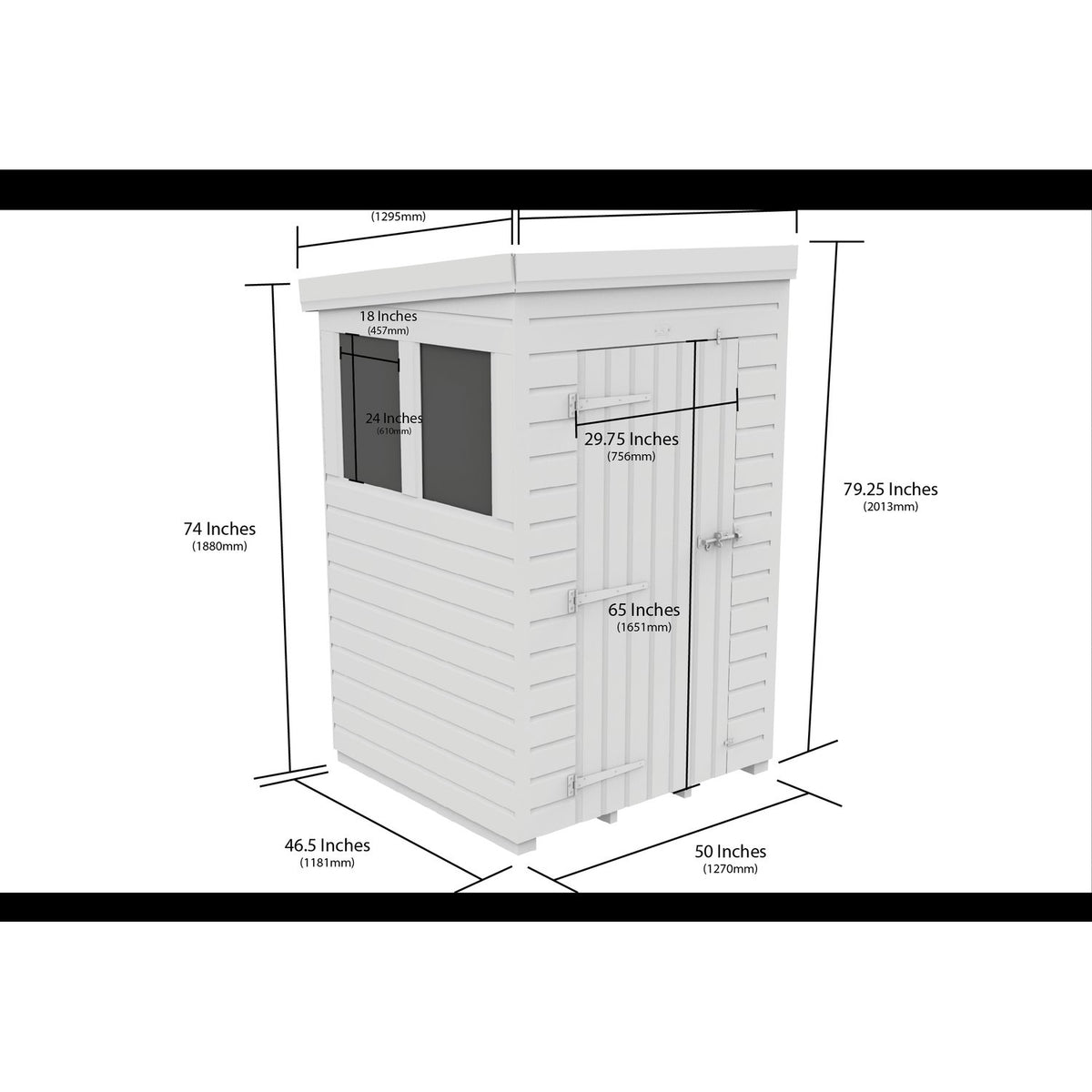 DIY Sheds – Pent Shed – Single Door – view 157