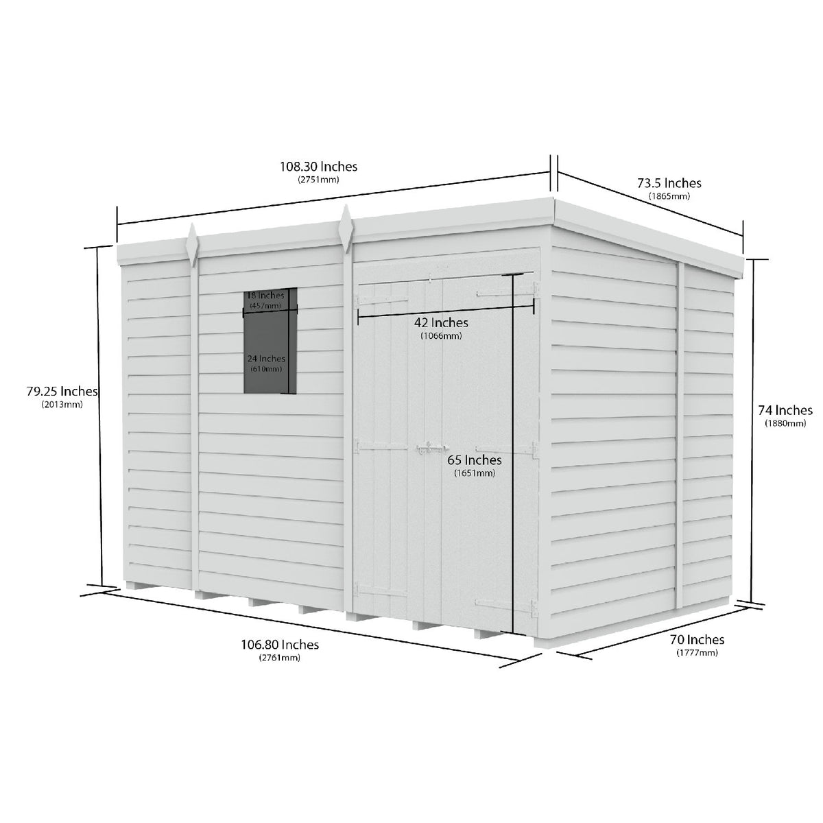 DIY Sheds – Pent Shed – Double Door – view 218