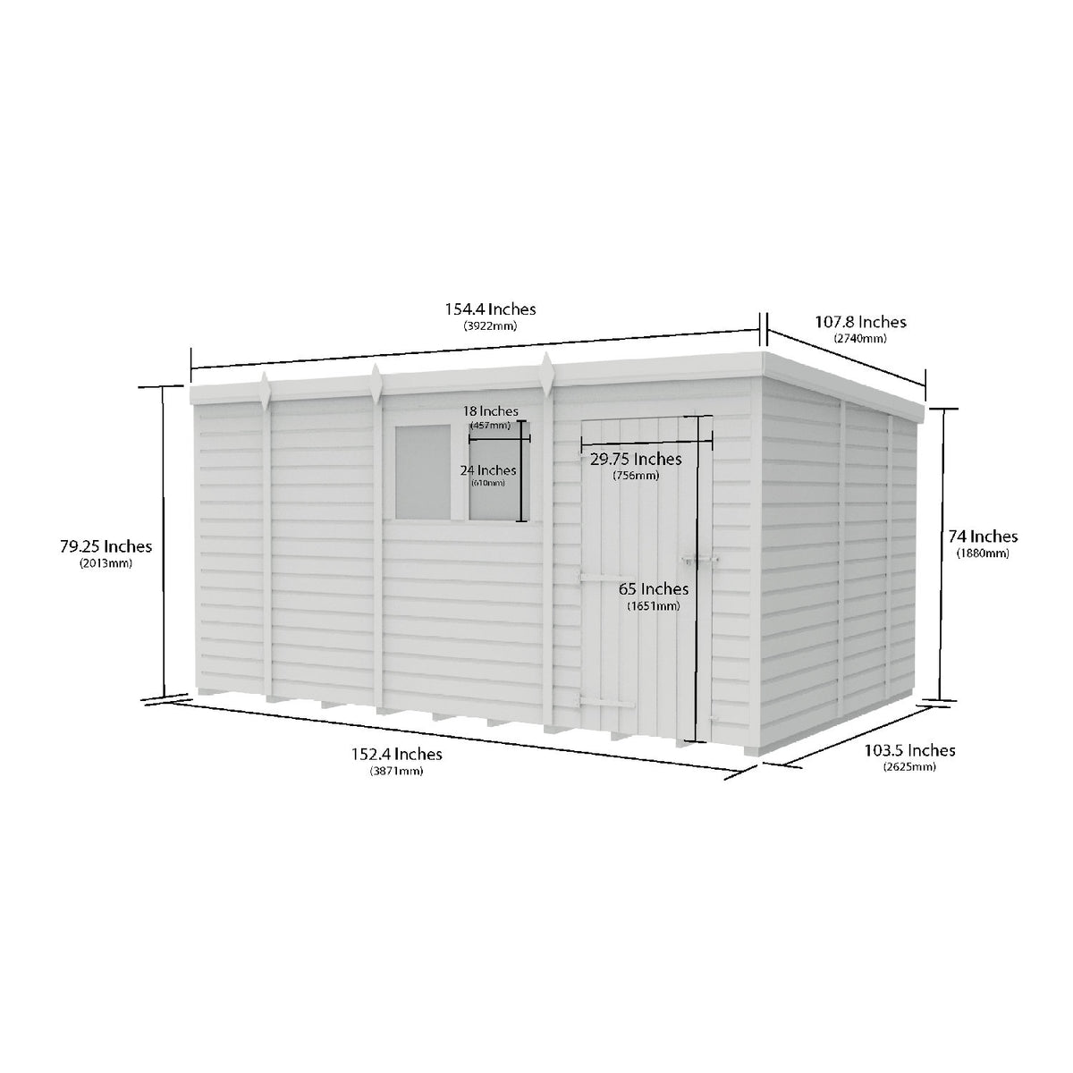 DIY Sheds – Pent Shed – Single Door – view 56