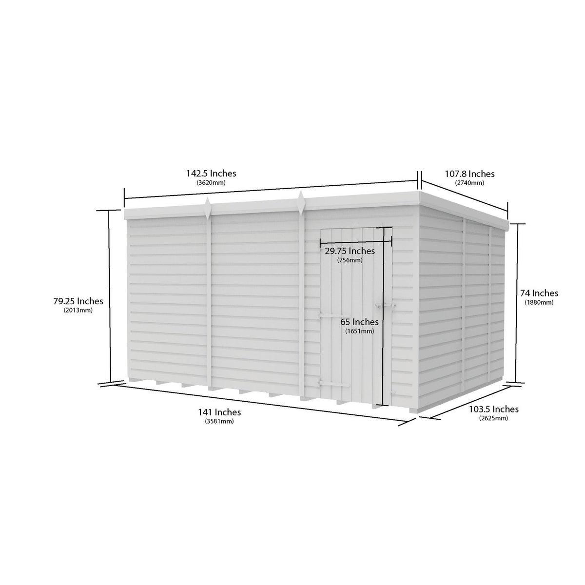 DIY Sheds – Pent Shed – Single Door – view 41