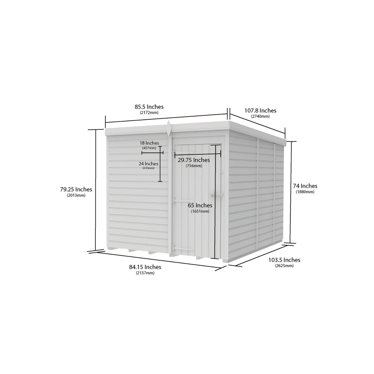 DIY Sheds – Pent Shed – Single Door – view 209