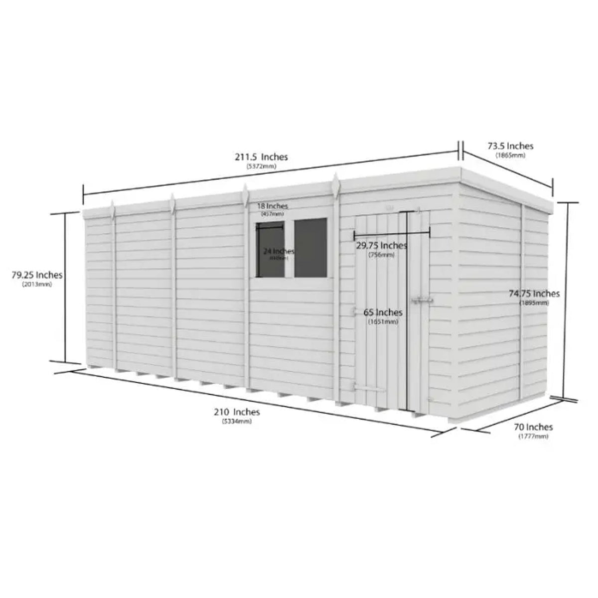 DIY Sheds – Pent Shed – Single Door – view 119