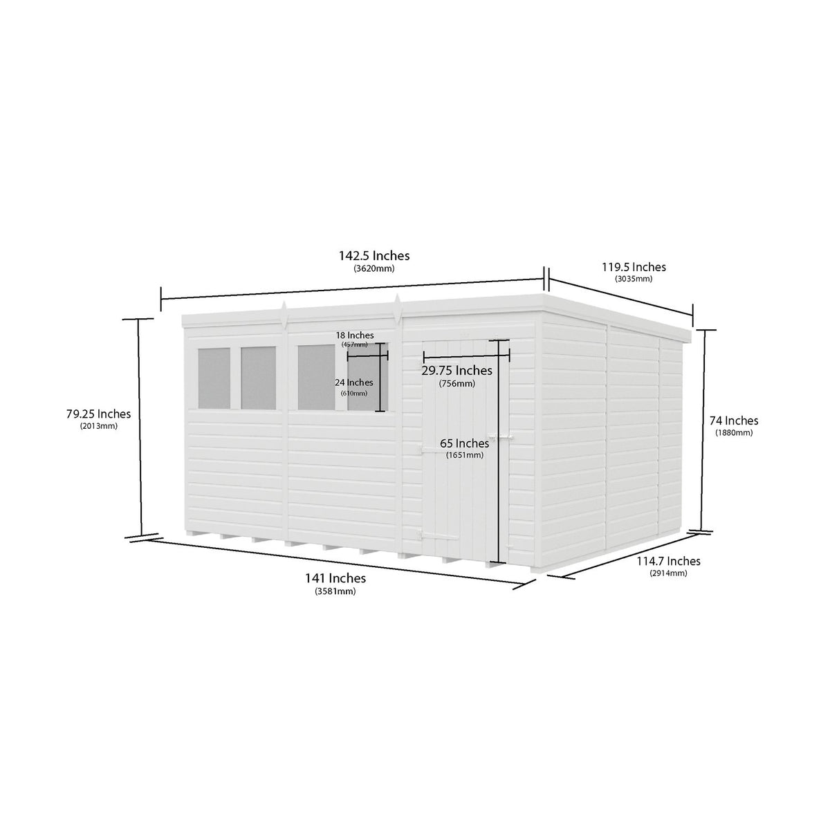 DIY Sheds – Pent Shed – Double Door – view 29