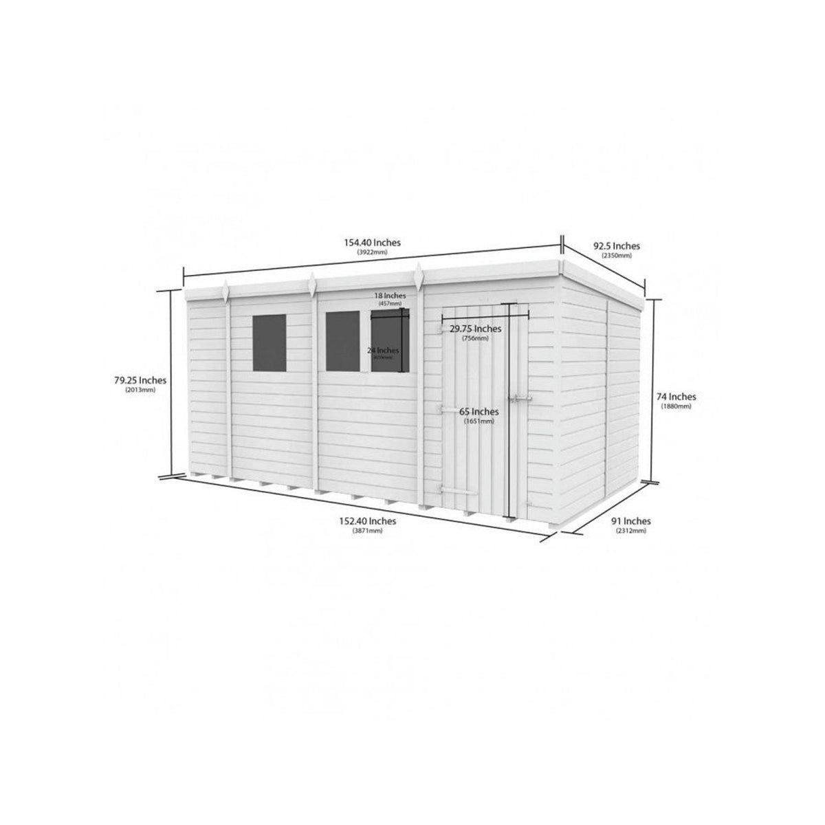 DIY Sheds – Pent Shed – Double Door – view 53