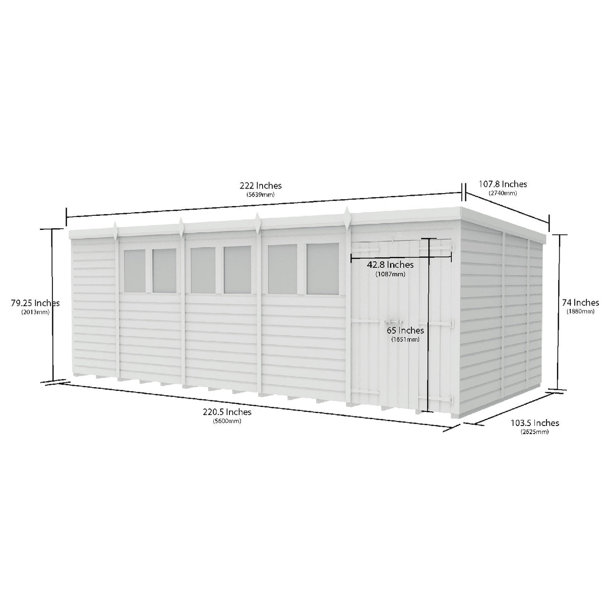 DIY Sheds – Pent Shed – Double Door – view 140