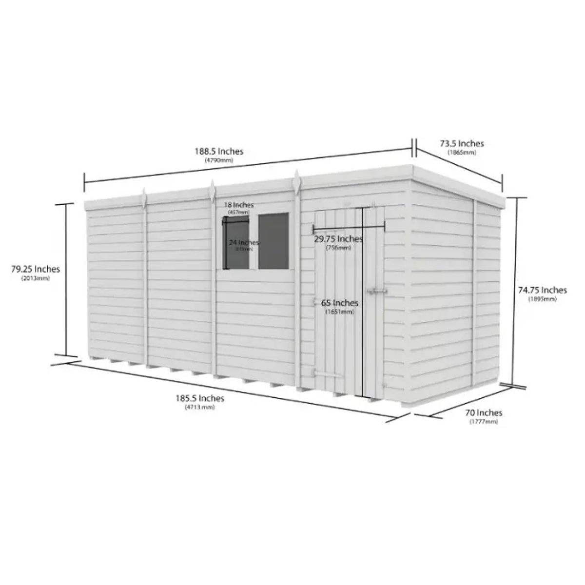 DIY Sheds – Pent Shed – Double Door – view 91