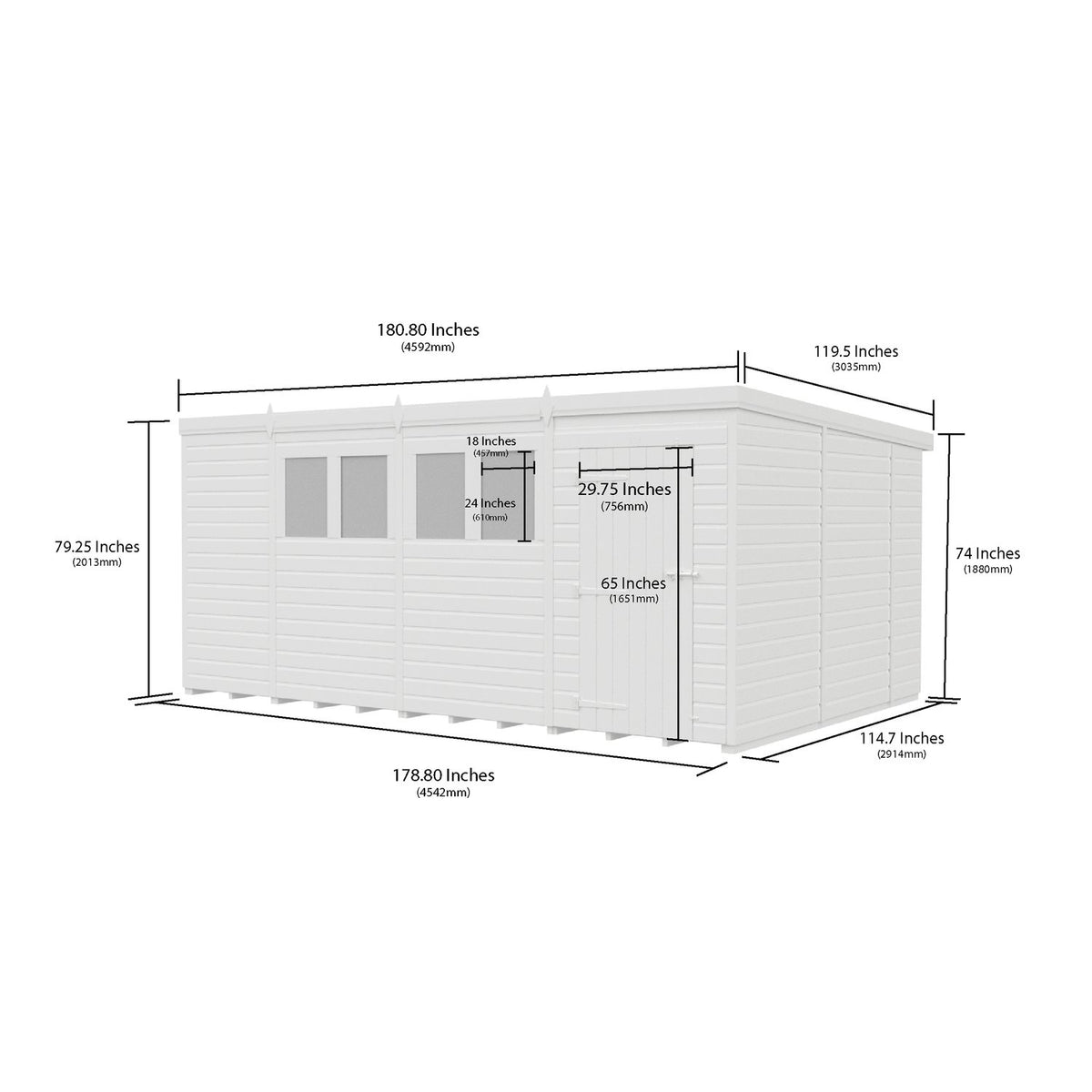 DIY Sheds – Pent Shed – Double Door – view 72