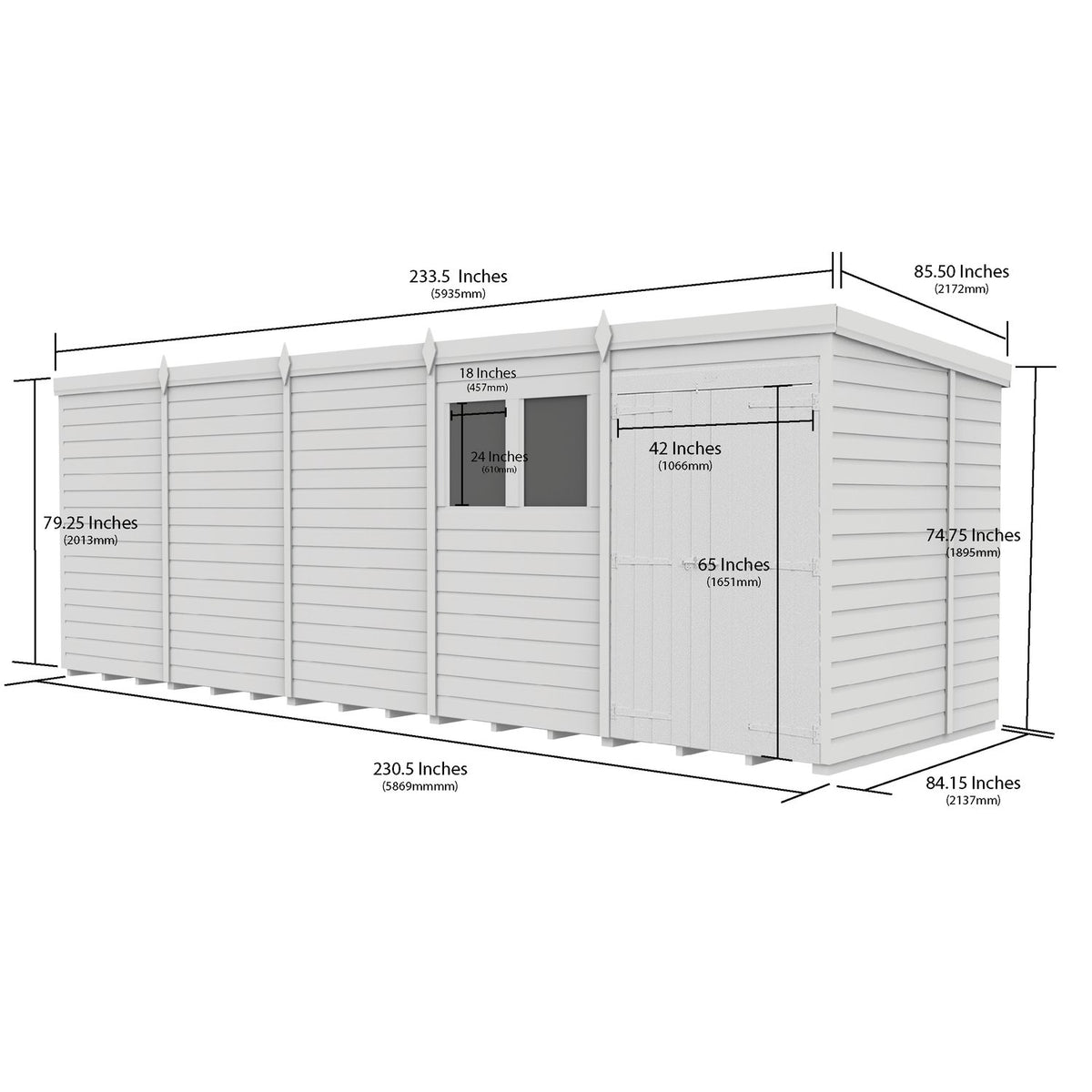 DIY Sheds – Pent Shed – Double Door – view 150