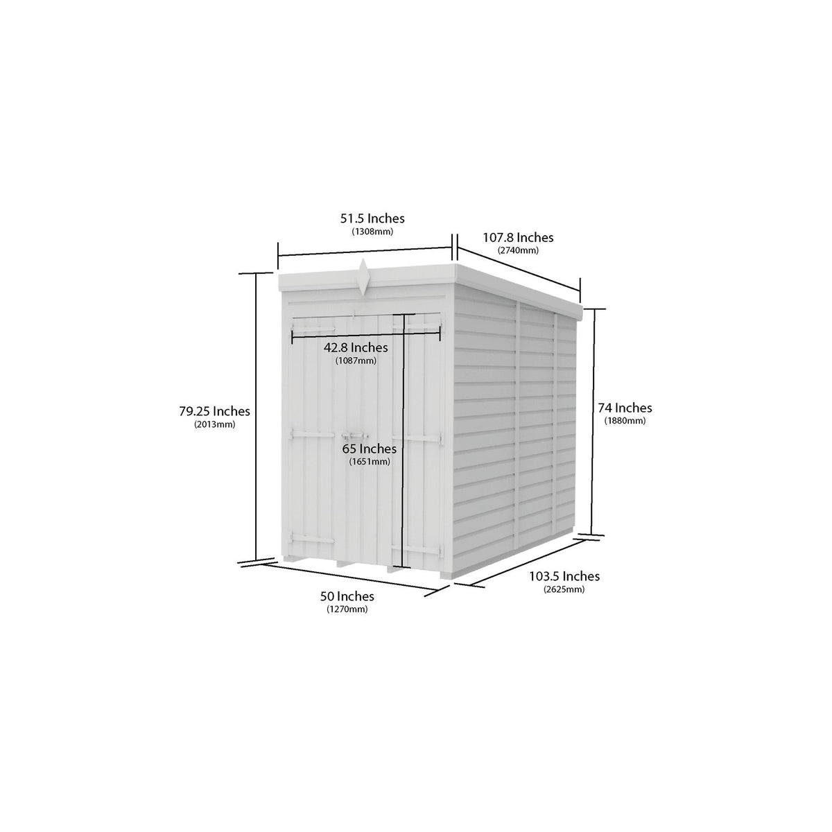 DIY Sheds – Pent Shed – Double Door – view 168