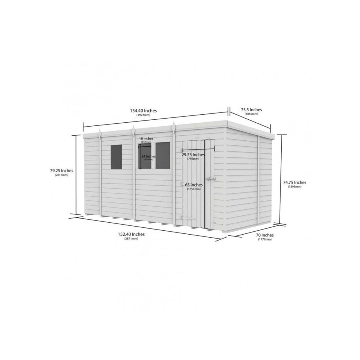 DIY Sheds – Pent Shed – Double Door – view 49