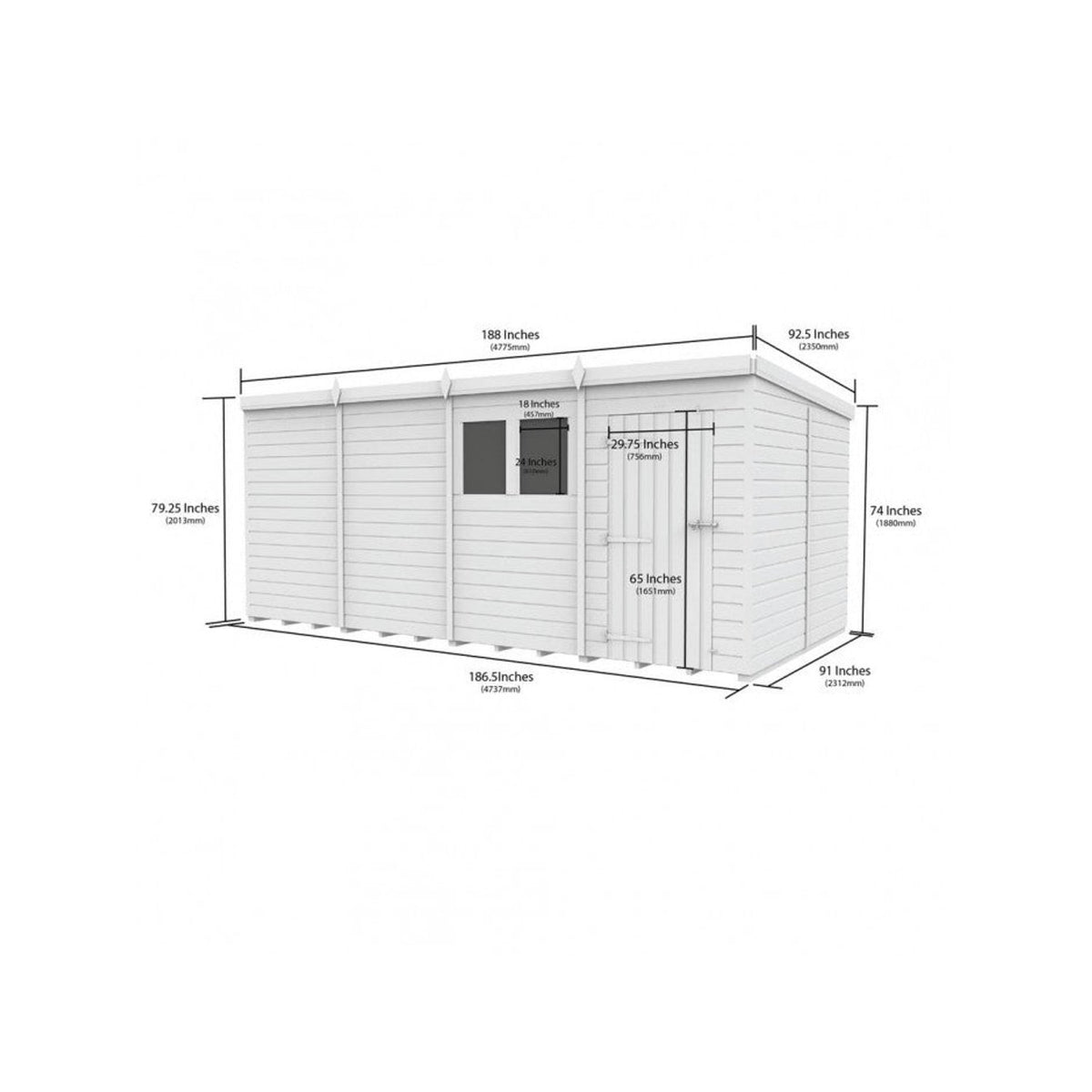 DIY Sheds – Pent Shed – Double Door – view 95