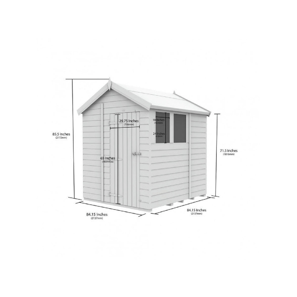 DIY Sheds – Apex Shed – Single Door – view 163