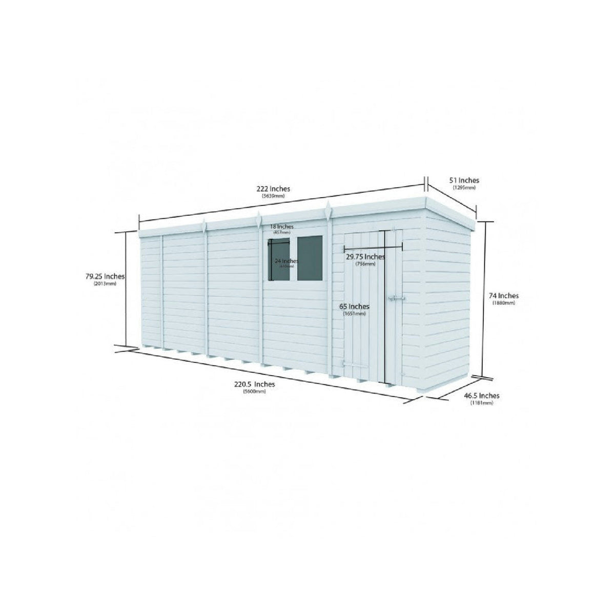 DIY Sheds – Pent Shed – Single Door – view 129