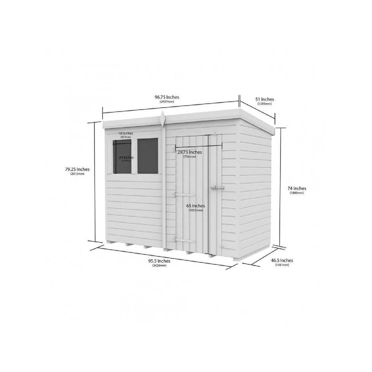 DIY Sheds – Pent Shed – Double Door – view 213