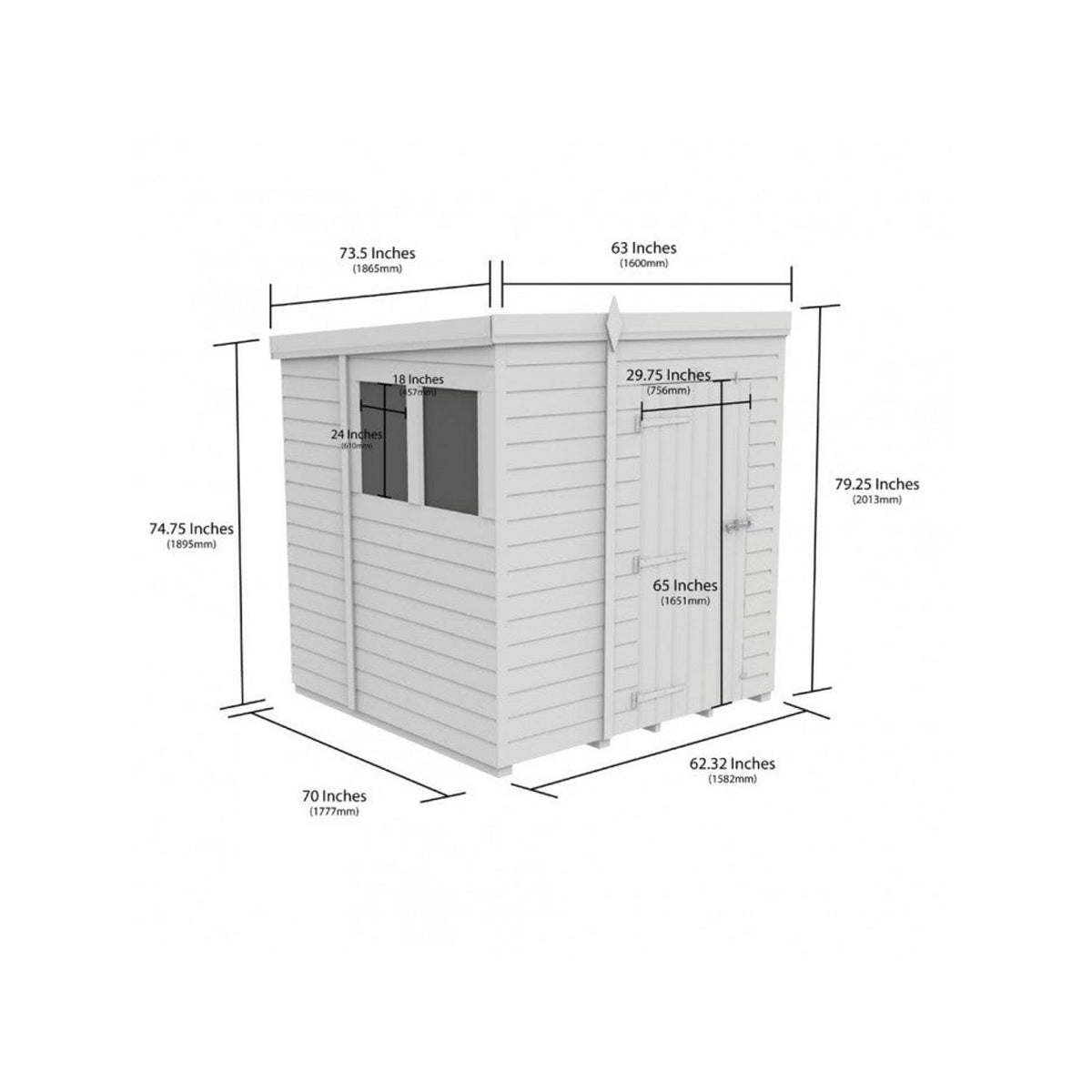 DIY Sheds – Composite Pent Shed – view 175